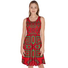 Abstract Pattern Geometric Backgrounds Knee Length Skater Dress With Pockets by Eskimos