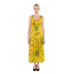 Folk Flowers Print Floral Pattern Ethnic Art Sleeveless Maxi Dress by Eskimos