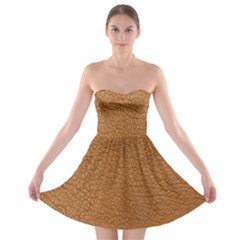 Leather Brown  Strapless Bra Top Dress by artworkshop