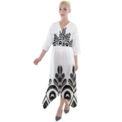 Im Fourth Dimension Black White 5 Quarter Sleeve Wrap Front Maxi Dress by imanmulyana