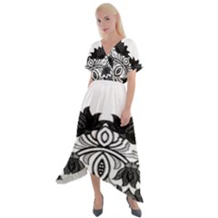 Im Fourth Dimension Black White 6 Cross Front Sharkbite Hem Maxi Dress by imanmulyana