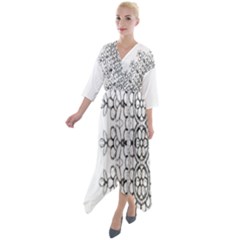 Im Fourth Dimension Black White 7 Quarter Sleeve Wrap Front Maxi Dress by imanmulyana