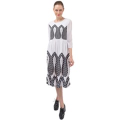 Im Fourth Dimension Black White 8 Ruffle End Midi Chiffon Dress by imanmulyana