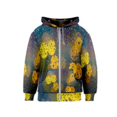  Raindrops Window Glass Kids  Zipper Hoodie by artworkshop