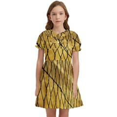 Chain Link Fence Sunset Wire Steel Fence Kids  Bow Tie Puff Sleeve Dress