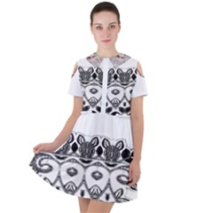 Im Fourth Dimension Black White 12 Short Sleeve Shoulder Cut Out Dress  by imanmulyana