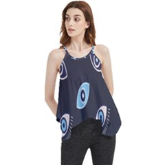 Eyes Evil Eye Blue Pattern Design Flowy Camisole Tank Top by artworkshop