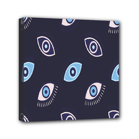 Eyes Evil Eye Blue Pattern Design Mini Canvas 6  X 6  (stretched) by artworkshop