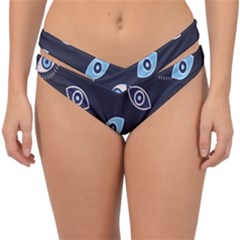 Eyes Evil Eye Blue Pattern Design Double Strap Halter Bikini Bottom by artworkshop