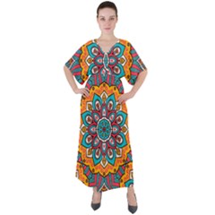 Mandala Spirit V-neck Boho Style Maxi Dress by zappwaits