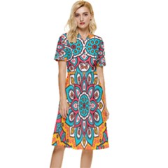 Mandala Spirit Button Top Knee Length Dress by zappwaits