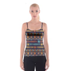 Bohemian-ethnic-seamless-pattern-with-tribal-stripes Spaghetti Strap Top by Wegoenart