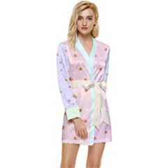 Pattern Seamless Floral Leaf Long Sleeve Satin Robe by flowerland