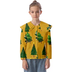 Christmas Tree,yellow Kids  Peter Pan Collar Blouse by nate14shop