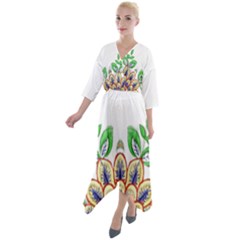 Im Fourth Dimension Colour 6 Quarter Sleeve Wrap Front Maxi Dress by imanmulyana