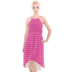 Abstract-pink Love High-low Halter Chiffon Dress  by nateshop