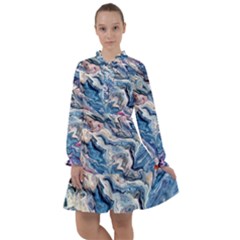 Abstract Waves All Frills Chiffon Dress by kaleidomarblingart