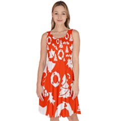 Orange Background Card Christmas  Knee Length Skater Dress With Pockets by artworkshop