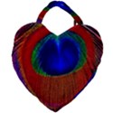 Peacock Plumage Fearher Bird Pattern Giant Heart Shaped Tote View2