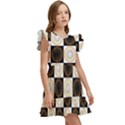 Illustration Checkered Pattern Decoration Kids  Winged Sleeve Dress View3