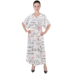 Math Formula Pattern V-neck Boho Style Maxi Dress by Sapixe