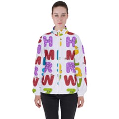 Vectors Alphabet Eyes Letters Funny Women s High Neck Windbreaker by Sapixe