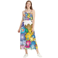 Cats Cartoon Cats Colorfulcats Boho Sleeveless Summer Dress by Sapixe