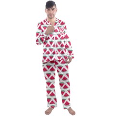 Illustration Watermelon Fruit-food Melon Men s Long Sleeve Satin Pajamas Set by Sapixe