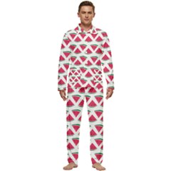 Illustration Watermelon Fruit-food Melon Men s Long Sleeve Velvet Pocket Pajamas Set by Sapixe