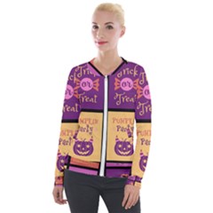 Halloween Cute Cartoon Velvet Zip Up Jacket by Sapixe