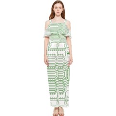 Circuit Board Draped Sleeveless Chiffon Jumpsuit by Sapixe