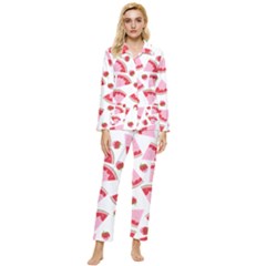 Pink Watermeloon Womens  Long Sleeve Velvet Pocket Pajamas Set by Sapixe