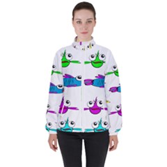 Fish Swim Cartoon Funnycute Women s High Neck Windbreaker by Sapixe