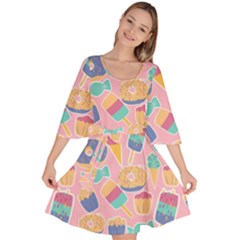 Ice-cream Velour Kimono Dress by nateshop