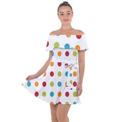 Polka-dots Off Shoulder Velour Dress by nateshop