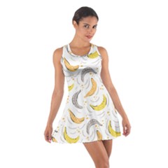 Seamless Stylish Pattern-with-fresh-yellow-bananas-background Cotton Racerback Dress by Wegoenart