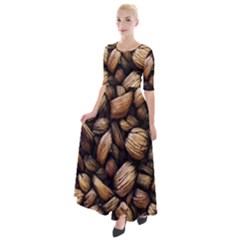 Coffe Half Sleeves Maxi Dress by nateshop