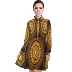 Fractal Long Sleeve Chiffon Shirt Dress by nateshop