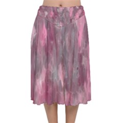 Abstract-pink Velvet Flared Midi Skirt by nateshop