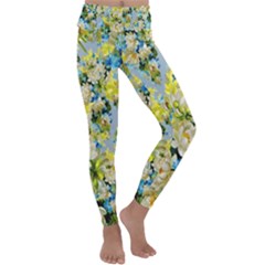 Background-flower White Kids  Lightweight Velour Classic Yoga Leggings by nateshop