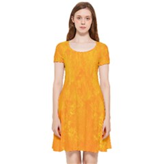 Background-yellow Inside Out Cap Sleeve Dress by nateshop