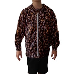 Coffee Beans Food Texture Kids  Hooded Windbreaker by artworkshop