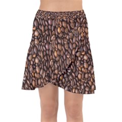 Coffee Beans Food Texture Wrap Front Skirt by artworkshop