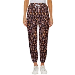 Coffee Beans Food Texture Cropped Drawstring Pants by artworkshop