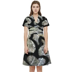 Black Love Browning Deer Camo Short Sleeve Waist Detail Dress by Jancukart