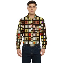 Squares-colorful-texture-modern-art Men s Long Sleeve Pocket Shirt  by Jancukart