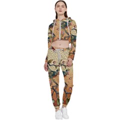 Flower Cubism Mosaic Vintage Cropped Zip Up Lounge Set by Jancukart