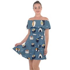 Sushi Pattern Off Shoulder Velour Dress by Jancukart