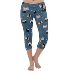 Sushi Pattern Capri Yoga Leggings by Jancukart