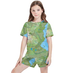 Grand Duchy Of Valderin Fantasy Map Kids  Tee And Sports Shorts Set by Amaryn4rt